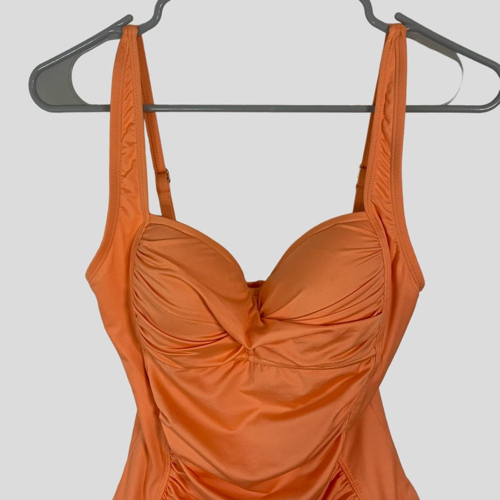Liz Claiborne Orange Ruched Waist One Piece Swimsuit Bathing suit - Picture 4 of 11